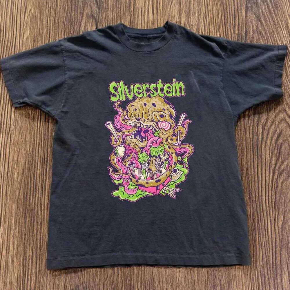 Gildan Men Black T-Shirt, Silverstein Black Band Tee